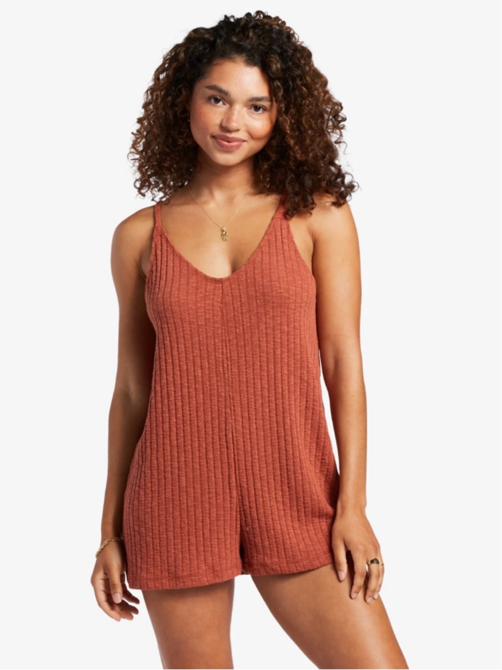 Ribbed Terracotta Roxy Knit Romper